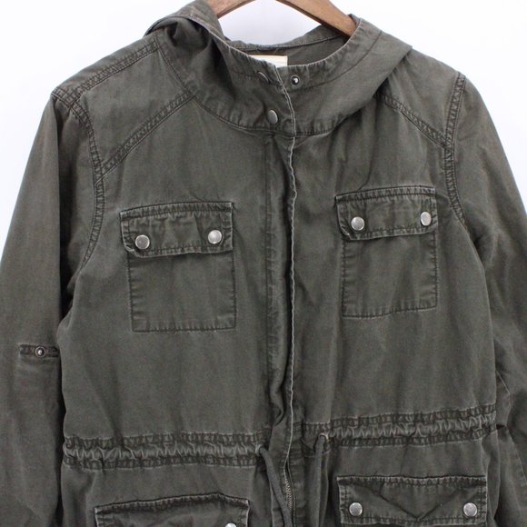 Life In Progress Military Jacket Womens Brown Full Zip MultiPocket Size Large L - Picture 5 of 9